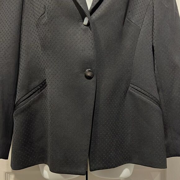 Sunny Choi Black Embossed Lined Wool Blazer Size 10 - Picture 3 of 12